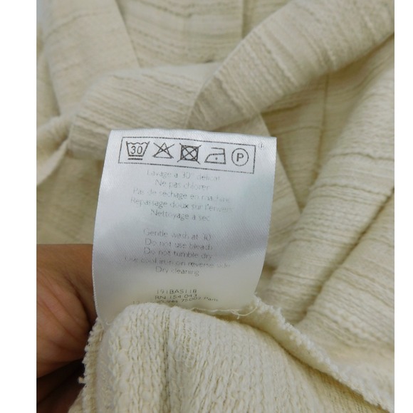 Sezane Cream Textured Button Front Midi Skirt Belted Waist Size 34 - Picture 5 of 6